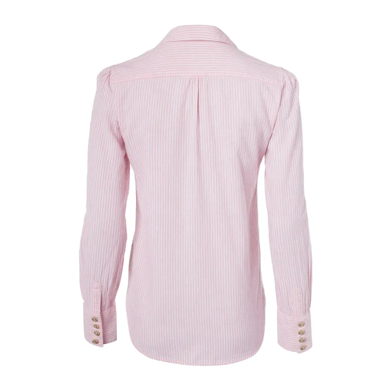 Holland Cooper Classic V-Neck Blouse - Pink Stripe-7