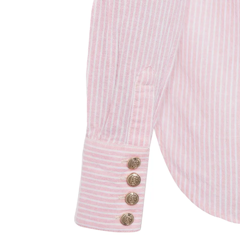 Holland Cooper Classic V-Neck Blouse - Pink Stripe-8