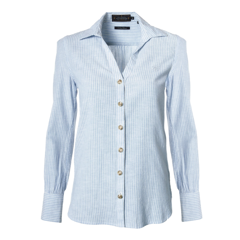 Holland Cooper Classic V-Neck Blouse - Azure Stripe-6
