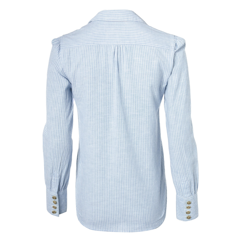 Holland Cooper Classic V-Neck Blouse - Azure Stripe-5