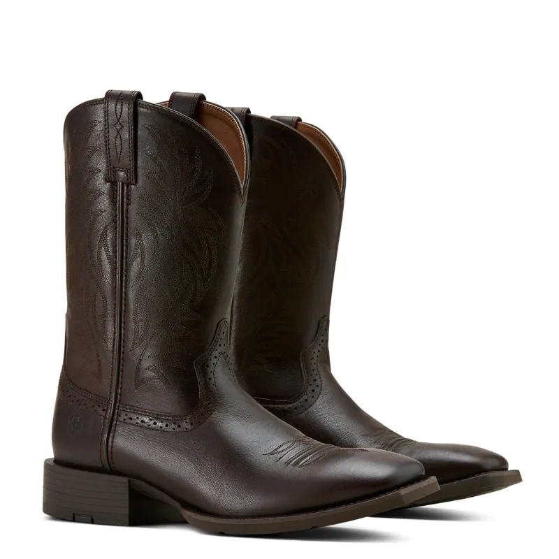 Ariat Men's Sport Wide Square Toe Western Boot - Burnished Chocolate-6