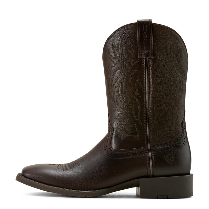 Ariat Men's Sport Wide Square Toe Western Boot - Burnished Chocolate-1