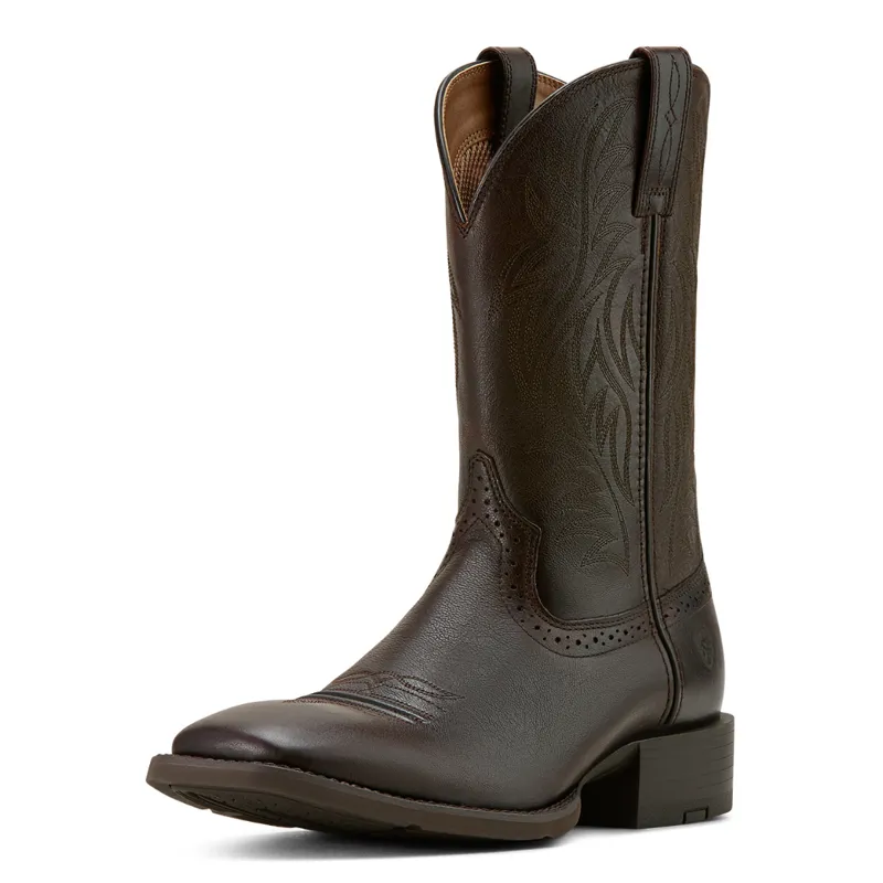 Ariat Men's Sport Wide Square Toe Western Boot - Burnished Chocolate