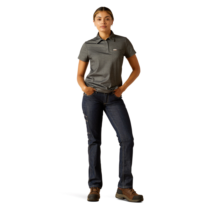 Ariat Women's Rebar Foreman Polo Shirt - Charcoal Heather-4