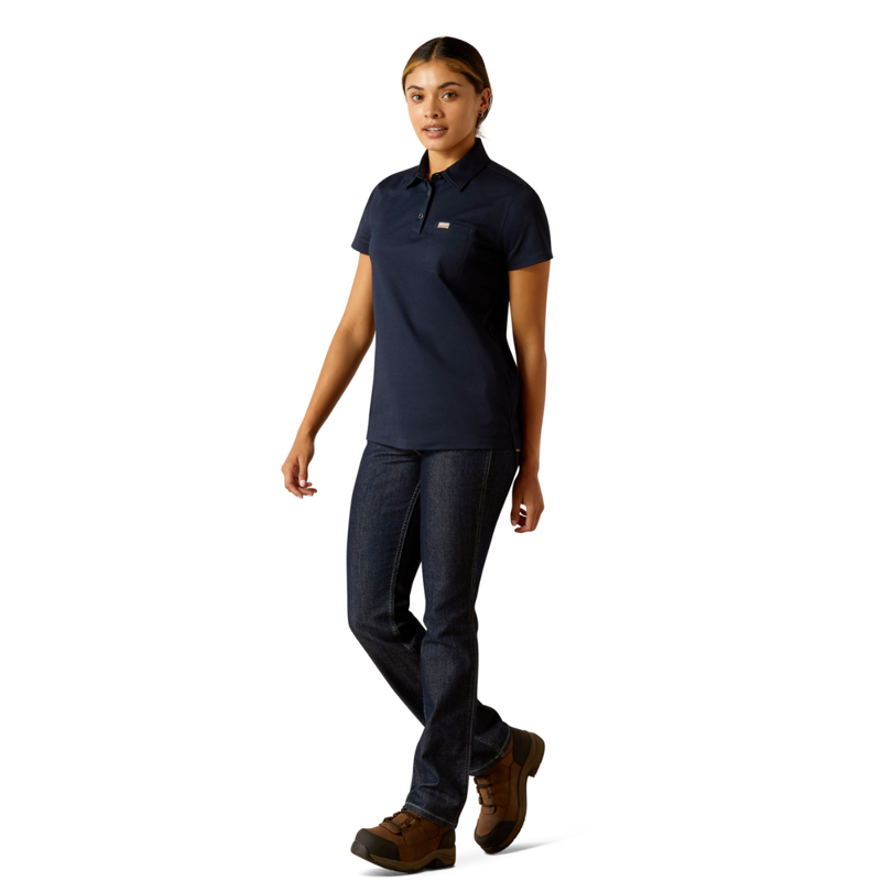 Ariat Women's Rebar Foreman Polo Shirt - Navy-3