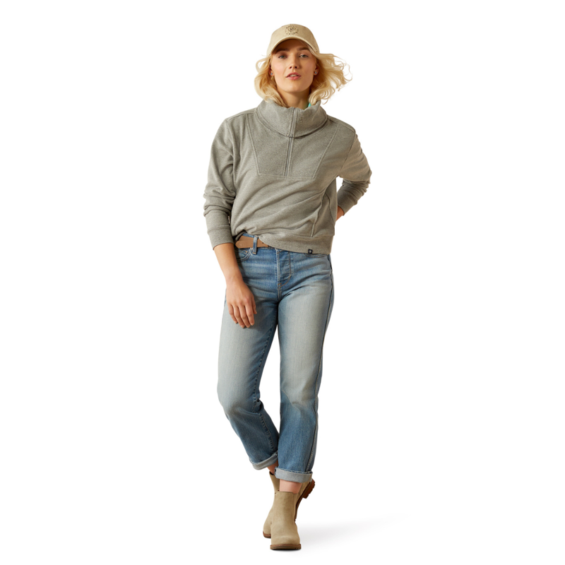 Ariat Women's Fern 1/2 Zip Sweatshirt - Heather Grey-4
