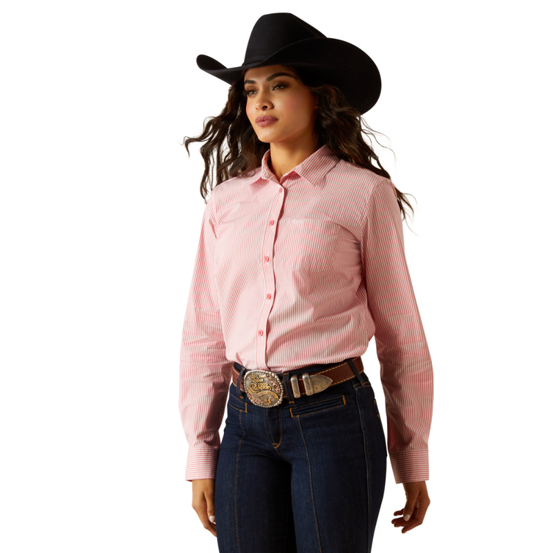 Ariat Women's Kirby Stretch Shirt  - Camellia Rose Stripe-2