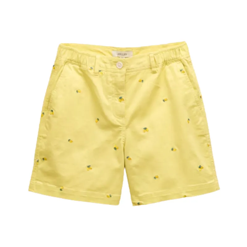 Joules Ladies Embroidered Chino Short - Lemon - Ladies UK 14