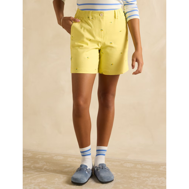 Joules Ladies Embroidered Chino Short - Lemon - Ladies UK 14-1
