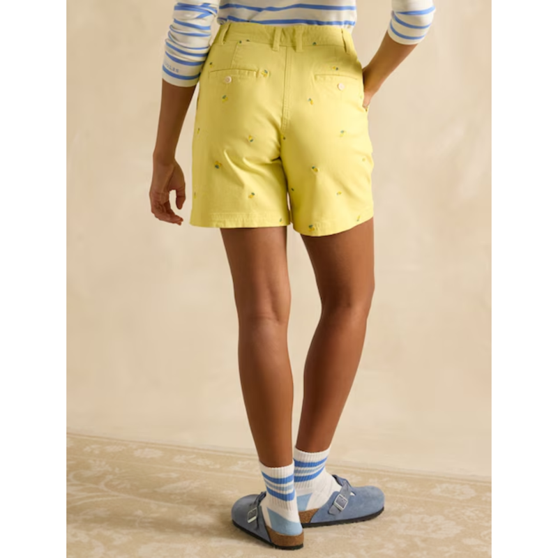 Joules Ladies Embroidered Chino Short - Lemon - Ladies UK 14-2
