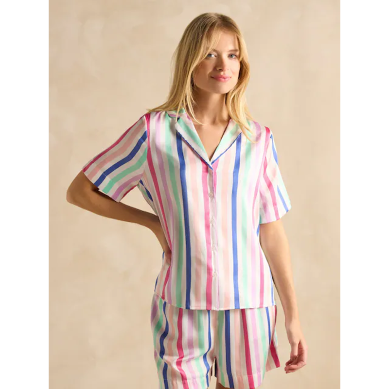 Joules Natalia Satin Short Pyjama Set - Multi Stripe-3