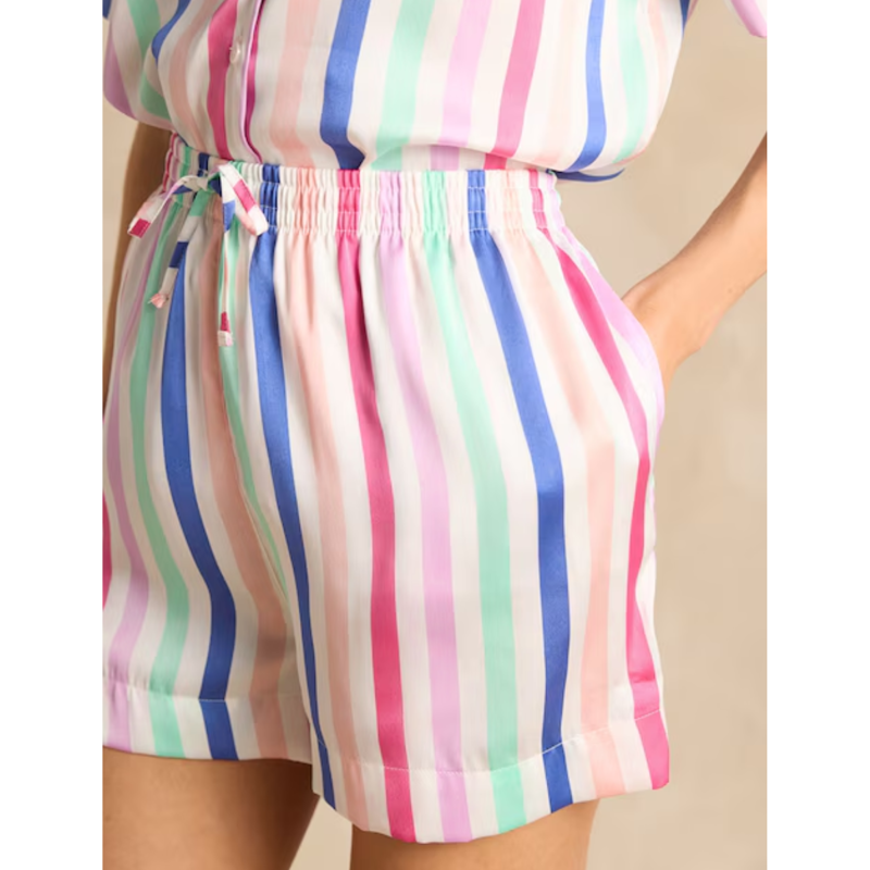 Joules Natalia Satin Short Pyjama Set - Multi Stripe-5