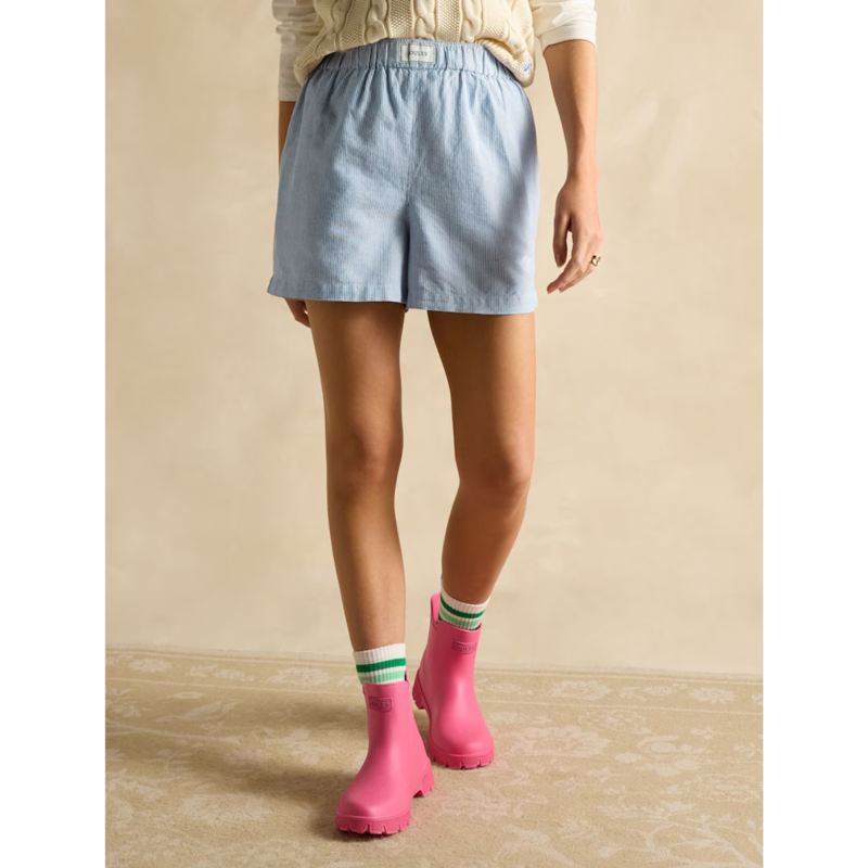 Joules Ladies Amara Pull-On Cotton Shorts - Blue Stripe-1