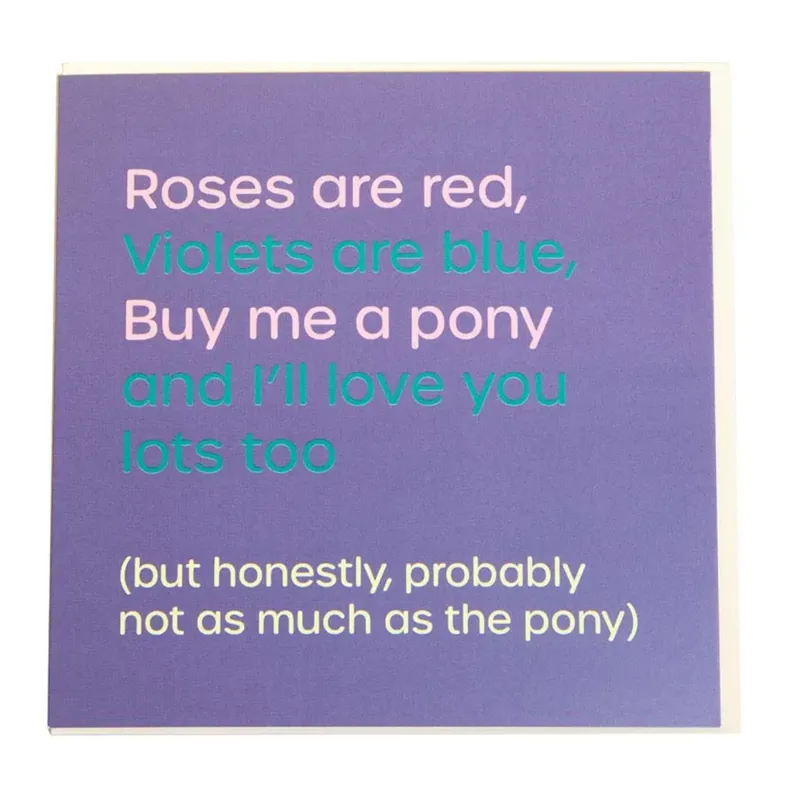 Gubblecote Humorous Greetings Card - Roses Are Red 