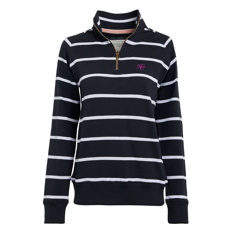 Holland Cooper Kingham Quarter Zip Neck Sweat - Ink Navy Stripe-4