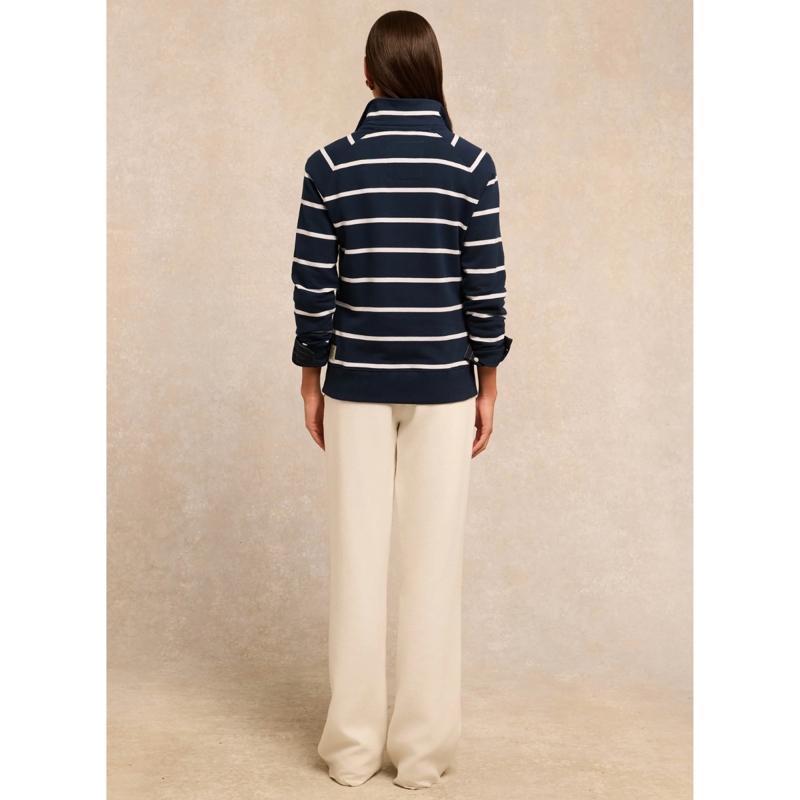 Holland Cooper Kingham Quarter Zip Neck Sweat - Ink Navy Stripe-2