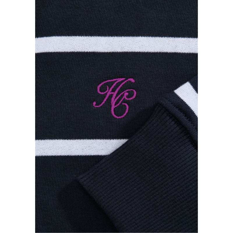 Holland Cooper Kingham Quarter Zip Neck Sweat - Ink Navy Stripe-6