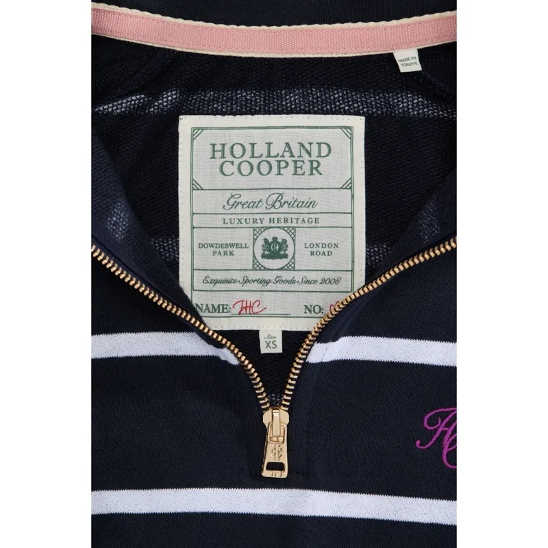 Holland Cooper Kingham Quarter Zip Neck Sweat - Ink Navy Stripe-5