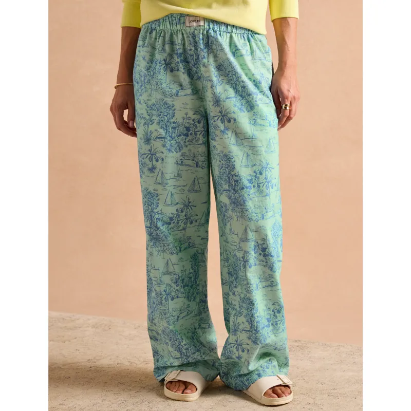 Joules Ladies Hallie Pull-On Cotton Trousers - Blue-1