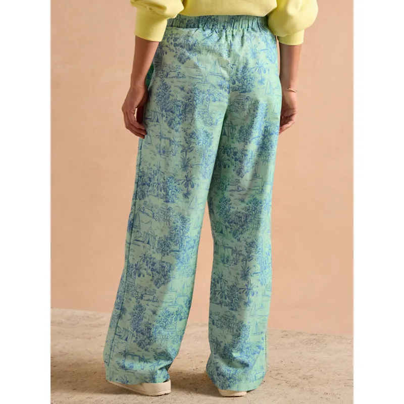 Joules Ladies Hallie Pull-On Cotton Trousers - Blue-2