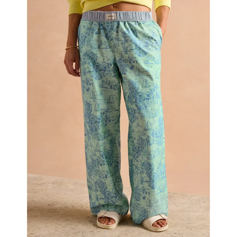 Joules Ladies Hallie Pull-On Cotton Trousers - Blue-3