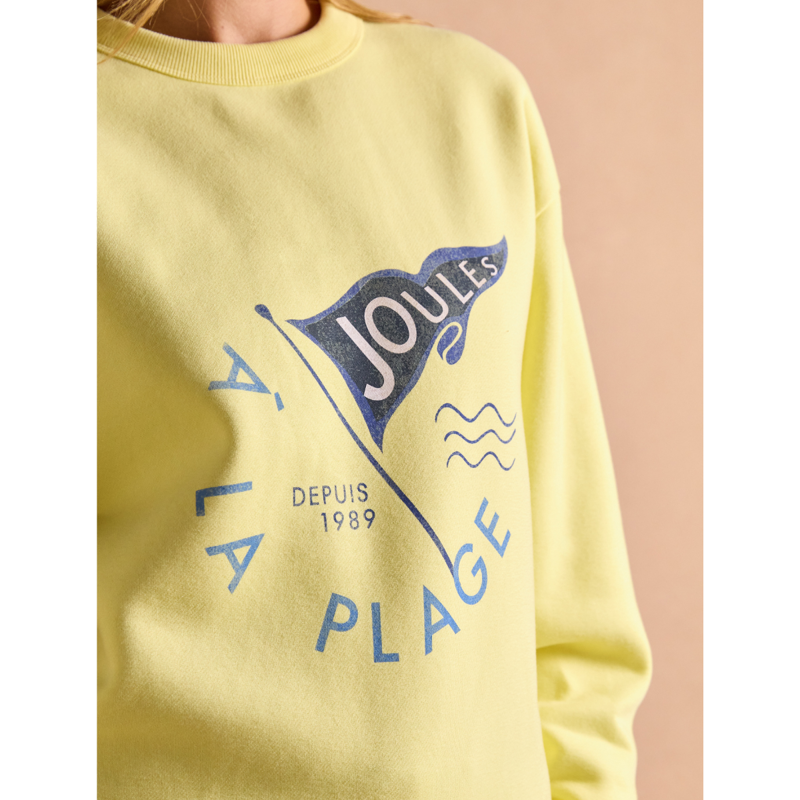 Joules Ladies Graphic Crew Sweatshirt - Yellow-4