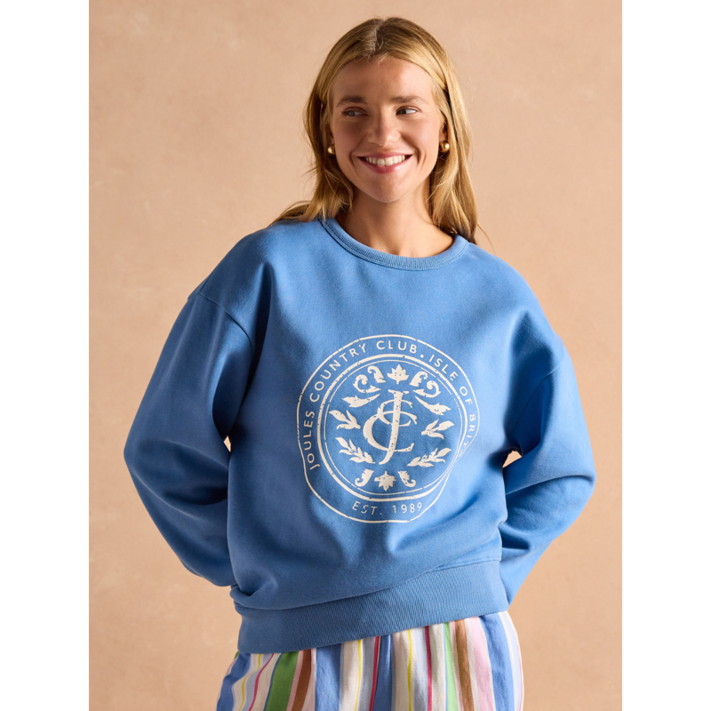 Joules Ladies Graphic Crew Sweatshirt - Blue-1