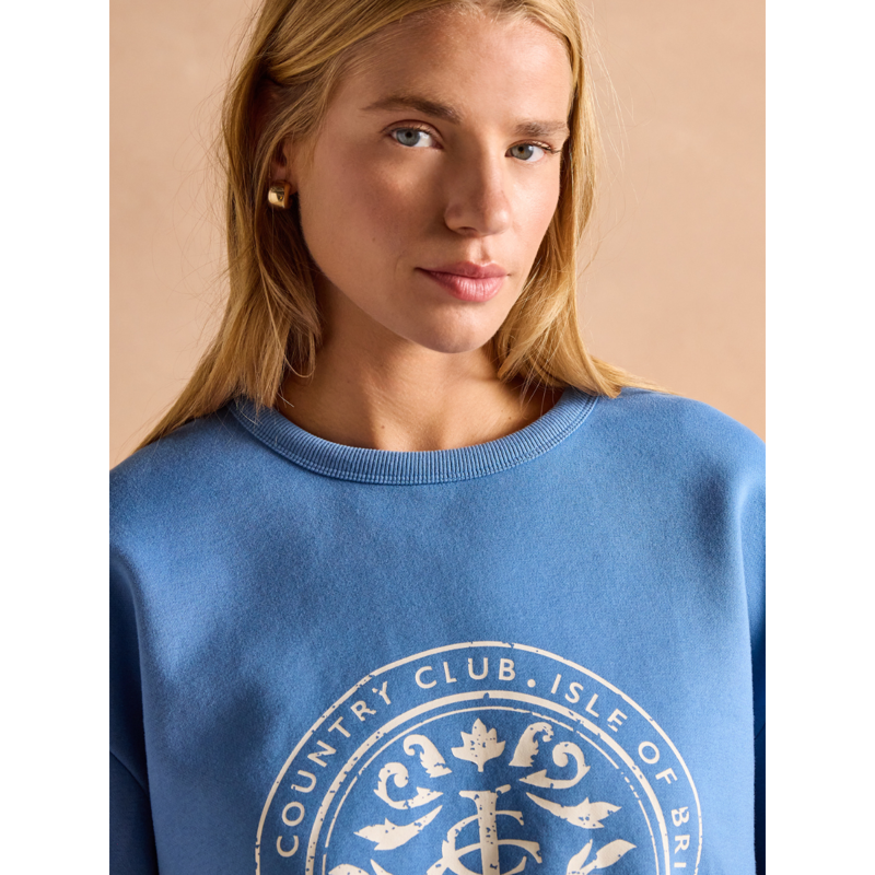 Joules Ladies Graphic Crew Sweatshirt - Blue-4