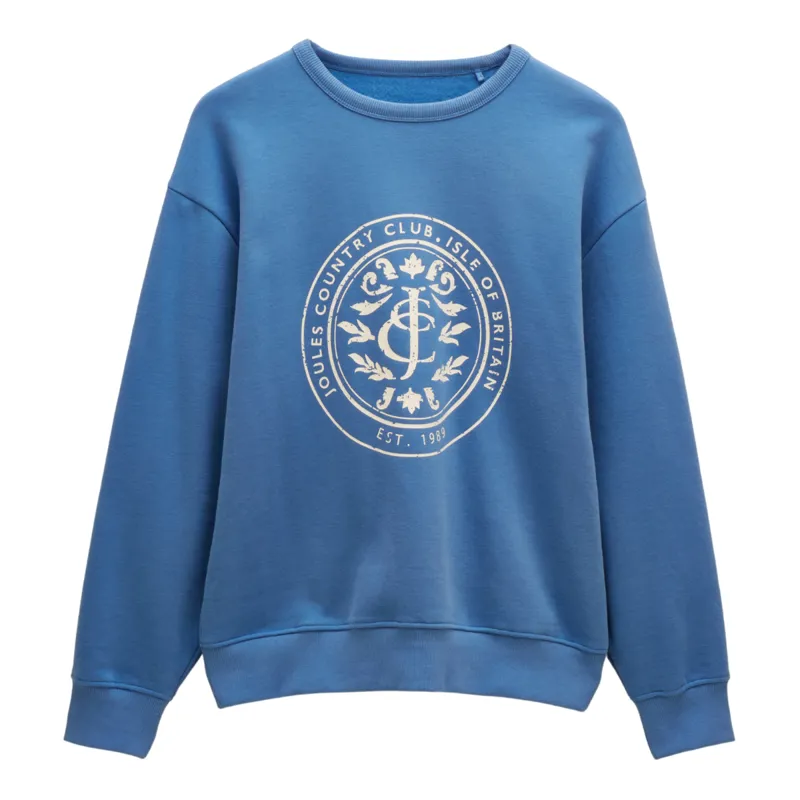 Joules Ladies Graphic Crew Sweatshirt - Blue