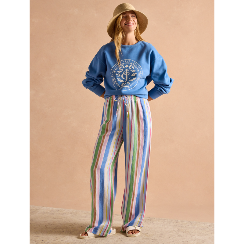 Joules Ladies Graphic Crew Sweatshirt - Blue-5