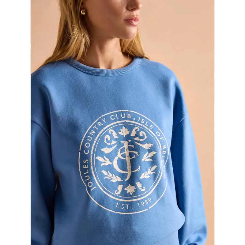 Joules Ladies Graphic Crew Sweatshirt - Blue-3