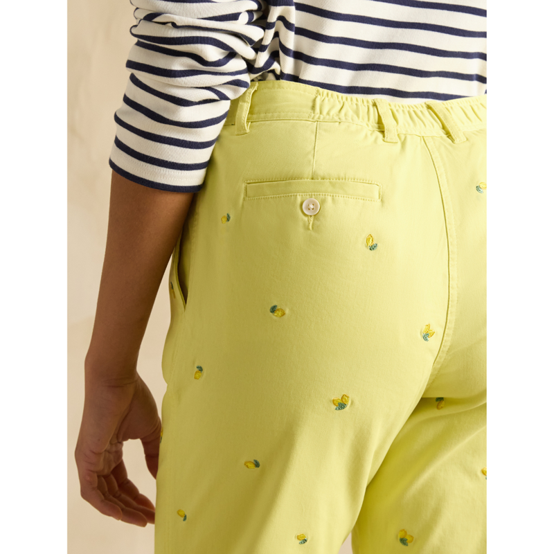 Joules Slim Fit Embroidered Chino Trousers - Lemon - Ladies UK 14-6