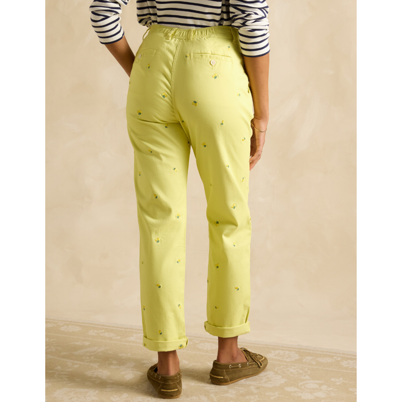 Joules Slim Fit Embroidered Chino Trousers - Lemon - Ladies UK 14-2
