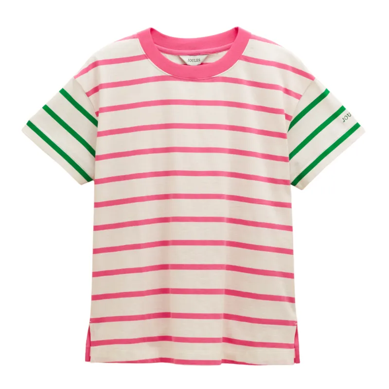 Joules Ellie Short Sleeve Jersey Top - Pink Hotch Potch