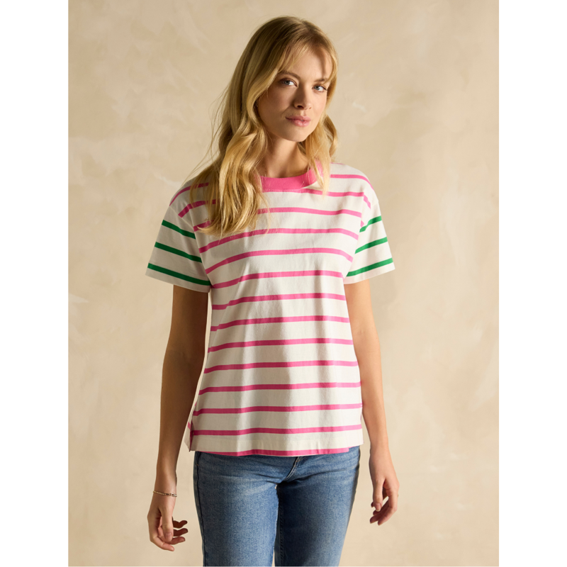 Joules Ellie Short Sleeve Jersey Top - Pink Hotch Potch-1