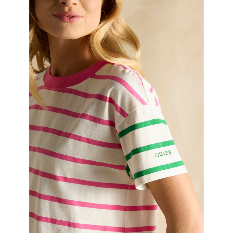 Joules Ellie Short Sleeve Jersey Top - Pink Hotch Potch-4