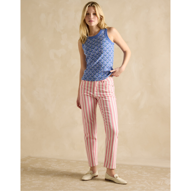 Joules Ladies Harbour Printed Jersey Vest Top - Blue-5