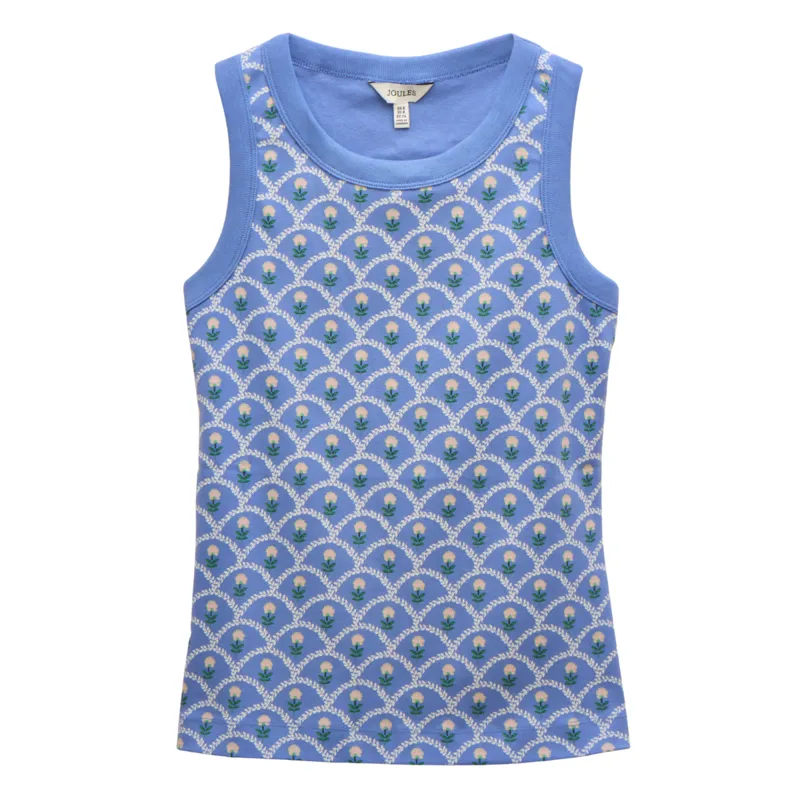 Joules Ladies Harbour Printed Jersey Vest Top - Blue
