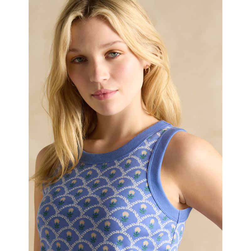 Joules Ladies Harbour Printed Jersey Vest Top - Blue-4