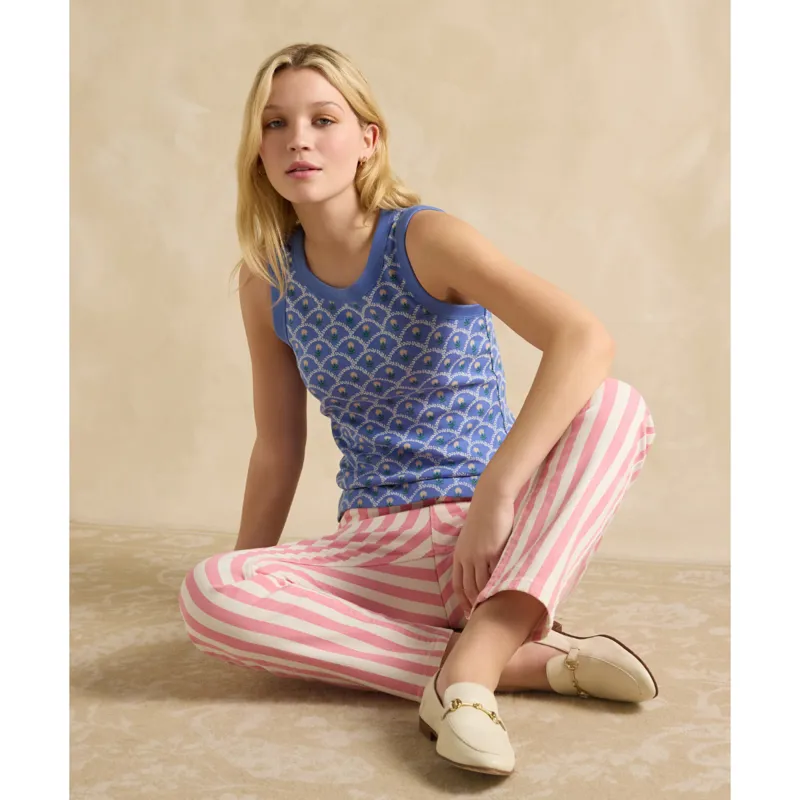 Joules Ladies Harbour Printed Jersey Vest Top - Blue-3