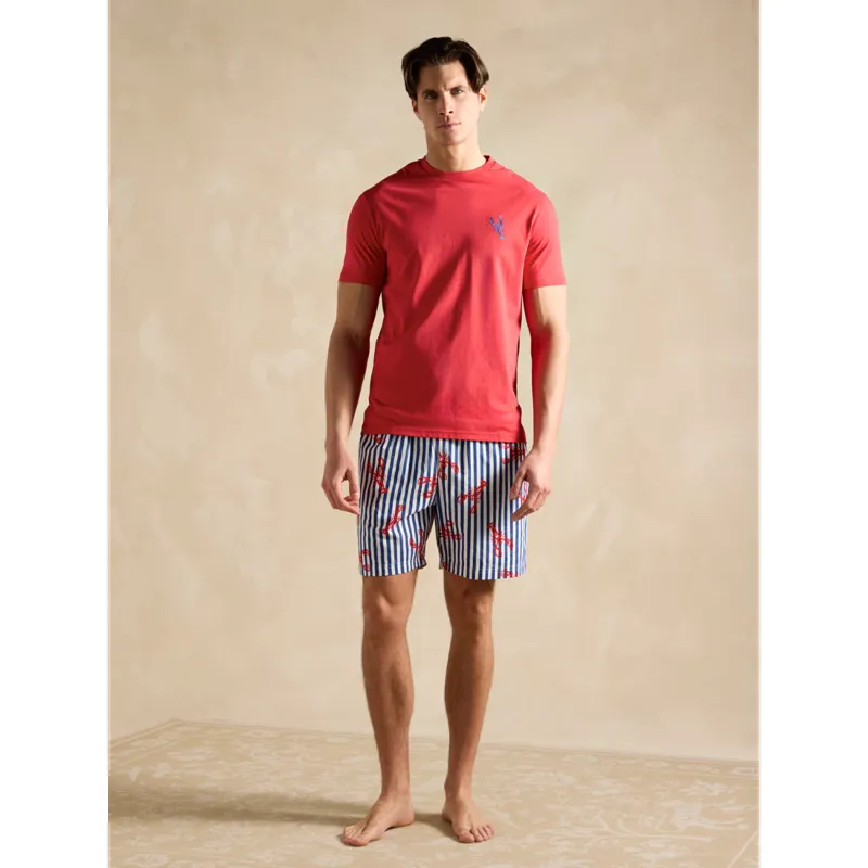 Joules Men's Harford Short Nightwear Set With Packable Travel Bag - Red-1