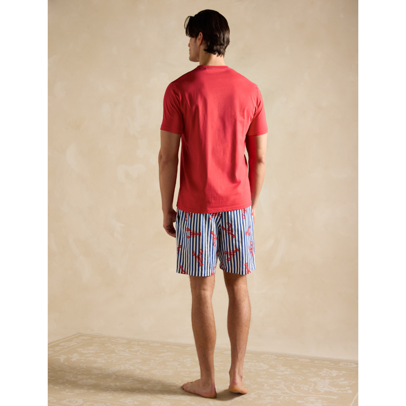 Joules Men's Harford Short Nightwear Set With Packable Travel Bag - Red-2