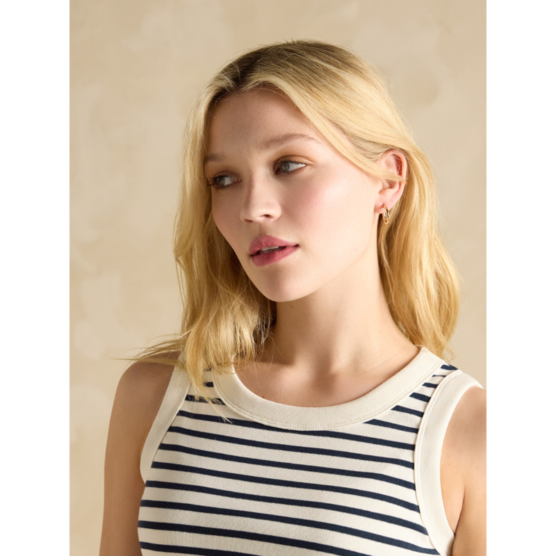 Joules Ladies Harbour Jersey Vest - Creme Navy-6