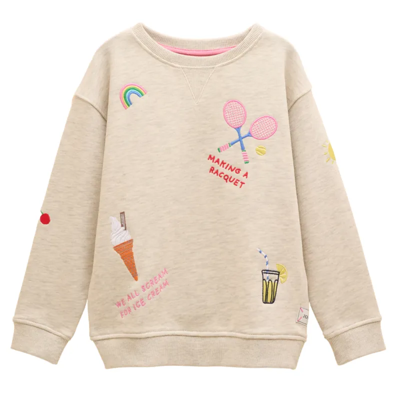 Joules Kids Summer Days Embroidered Sweatshirt - Neutral