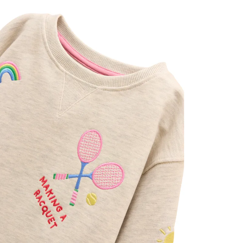 Joules Kids Summer Days Embroidered Sweatshirt - Neutral-2