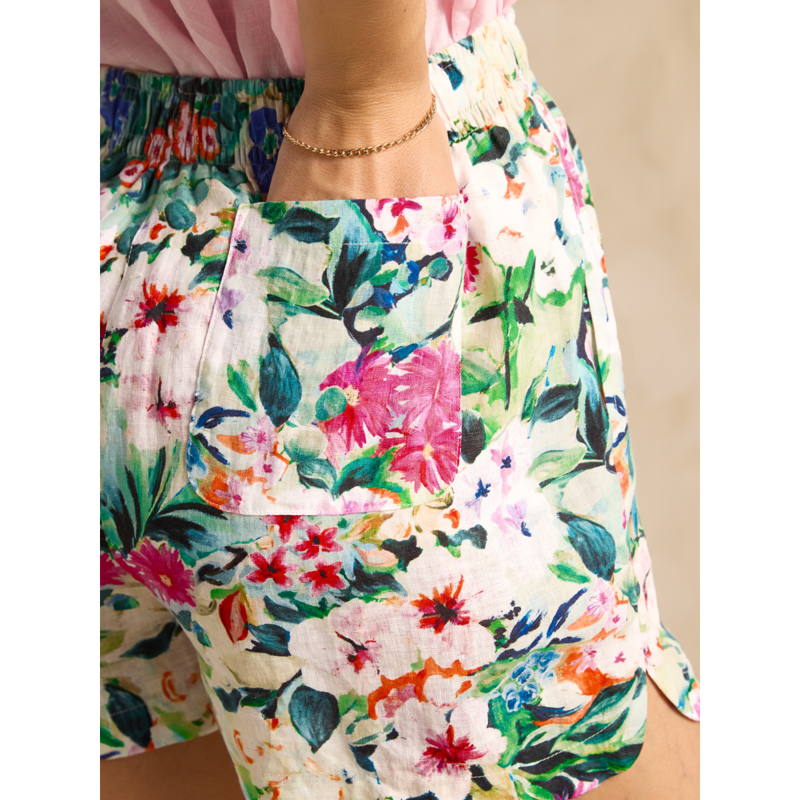 Joules Ladies Linen Shorts - Multi Floral-8