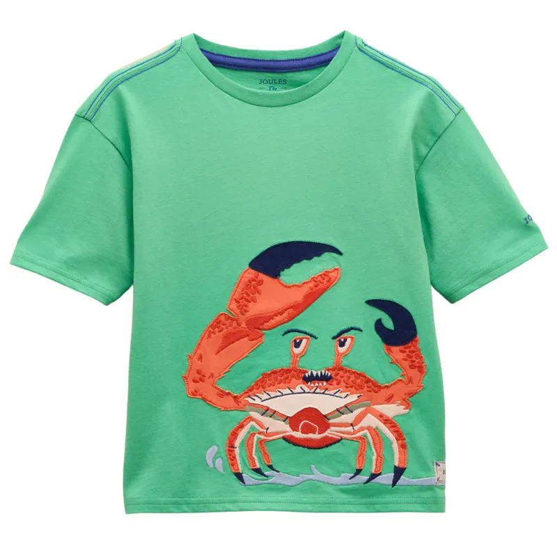 Joules Kids Archie Crab Print Short Sleeve T-Shirt - Green