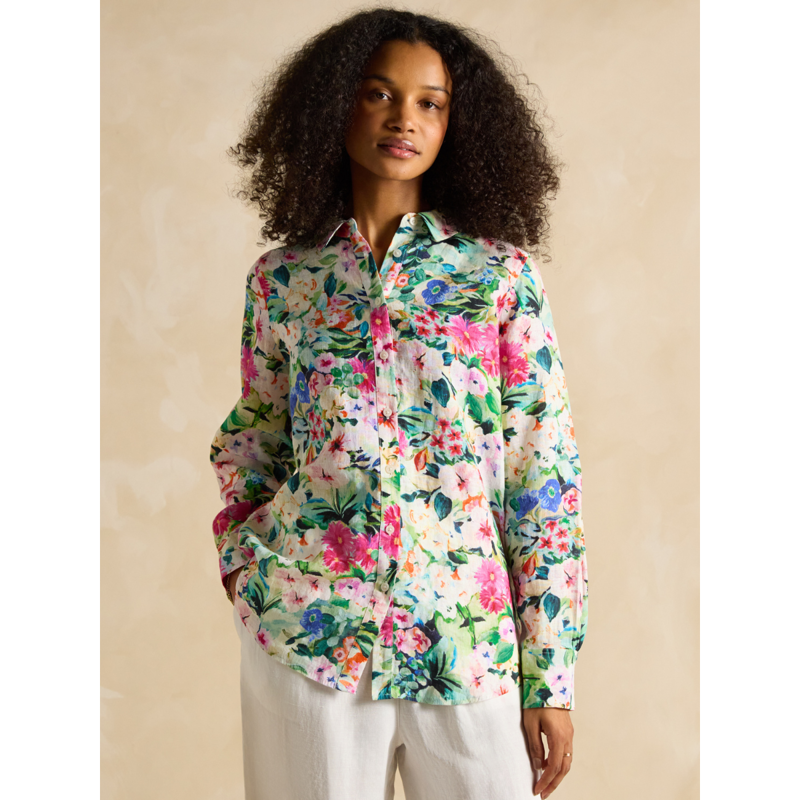 Joules Ladies Maeva Relaxed Fit Linen Shirt - Multi Floral-1