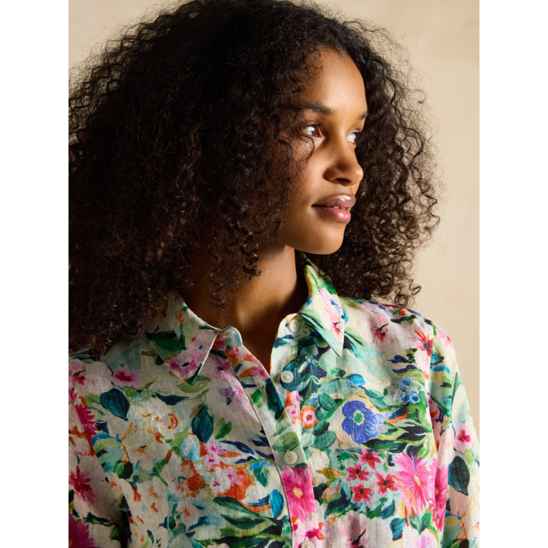Joules Ladies Maeva Relaxed Fit Linen Shirt - Multi Floral-5