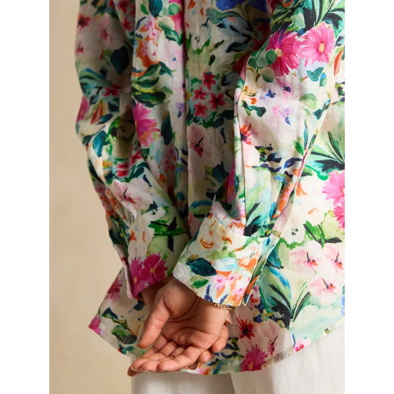 Joules Ladies Maeva Relaxed Fit Linen Shirt - Multi Floral-6